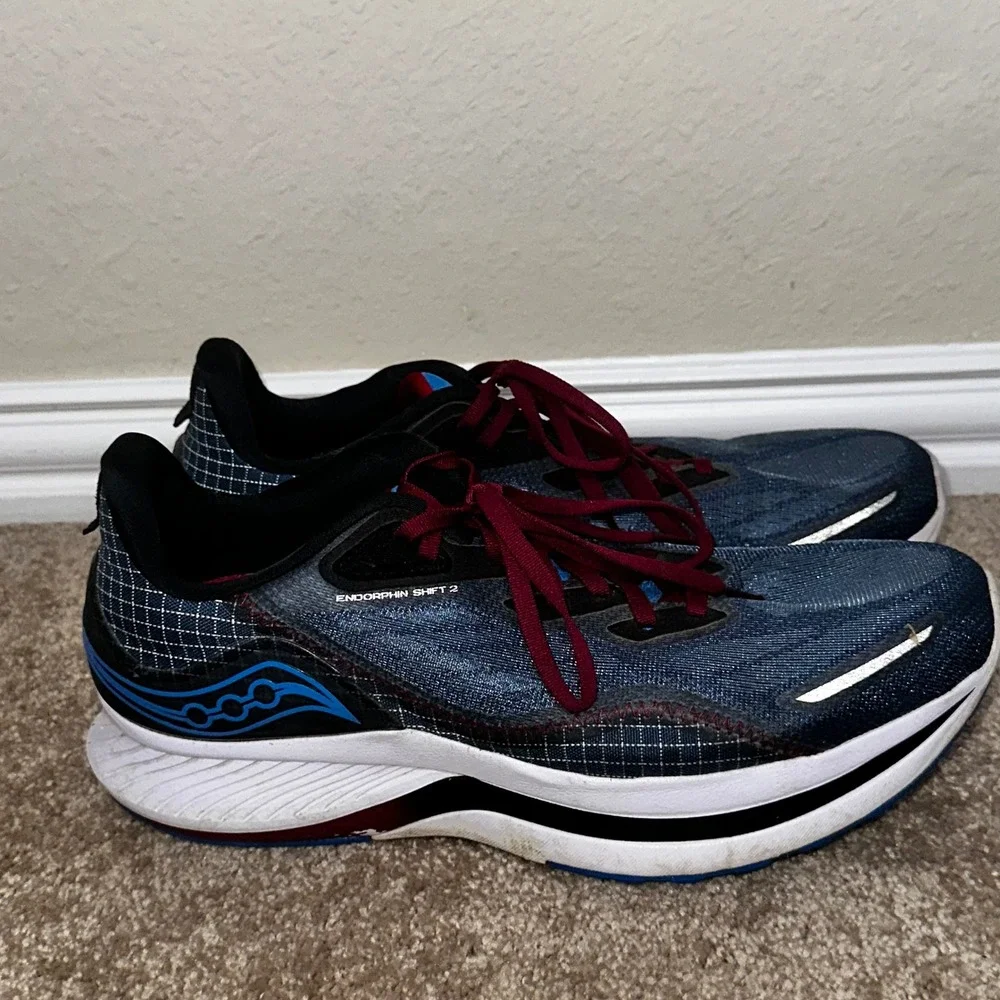 Saucony Endorphin Shift 2 Mens 12 Running Shoes Blue Black Red PWRRUN S20689-10